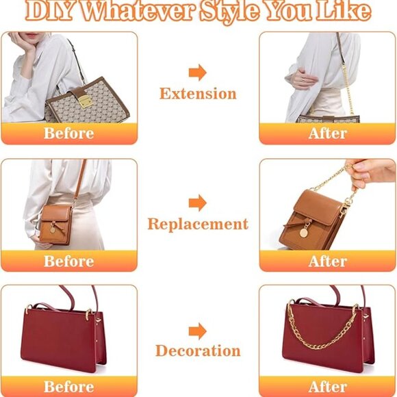 NWT Purse Strap Extender, Gold Belt Chain, Short Chain for Purse, Purse Extender - Picture 5 of 5